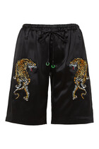 Tiger-embroidered Pyjama Shorts